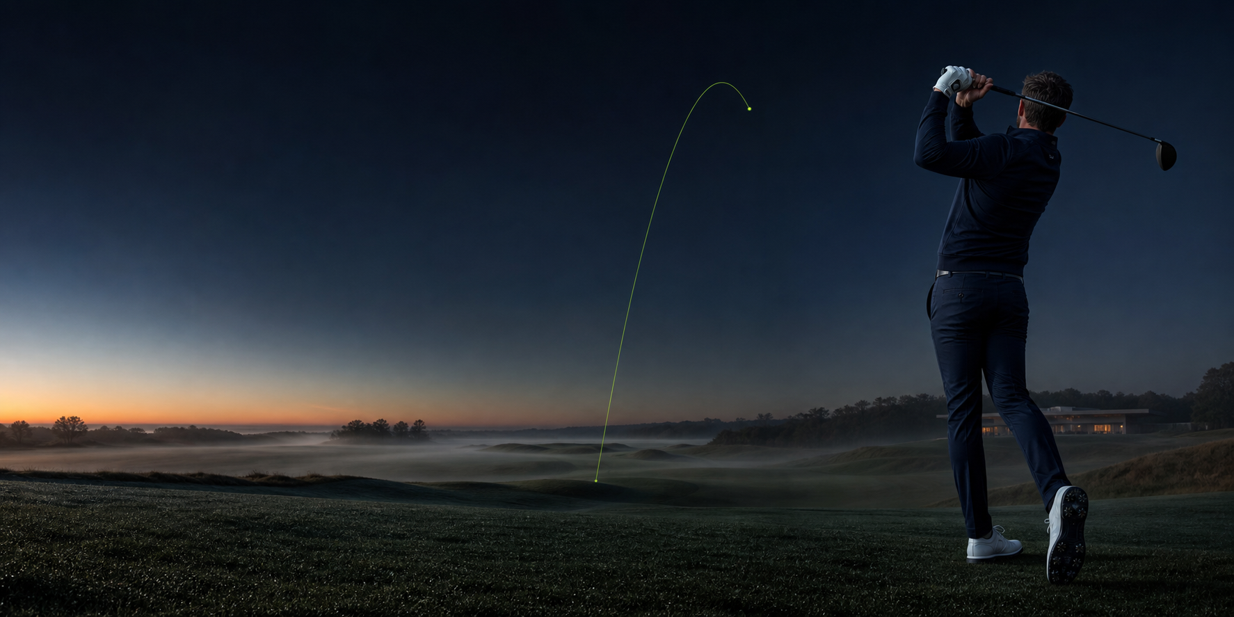 Golfer auf einem europäischen Golfplatz mit SWYNG Flugkurve